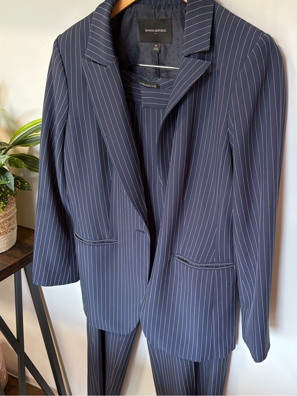 Banana Republic Blue Pinstripe Stretch Suit